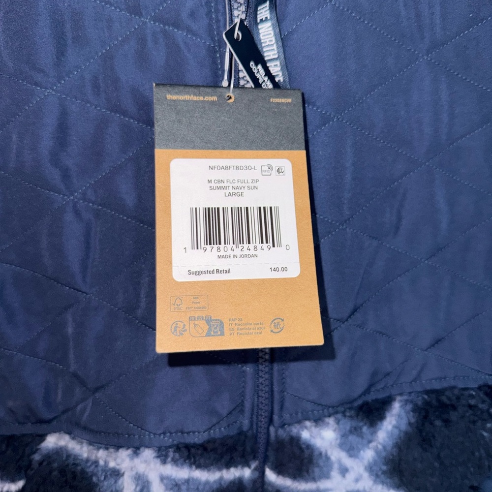 The North Face Navy Quilted & Patterned Faux Fur Zip Jacket - Picture 4 of 4